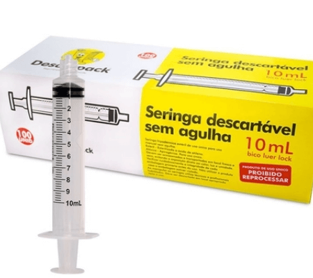 Seringa 10ml Sem Agulha Bico Luer Lock Descarpack Caixa c/ 100 und