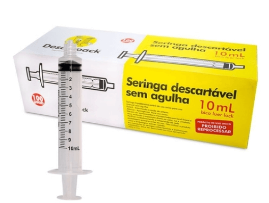 Seringa 10ml Sem Agulha Bico Luer Lock Descarpack Caixa c/ 100 und 1 Seringa 10ml Sem Agulha Bico Luer Lock Descarpack Caixa c/ 100 und
