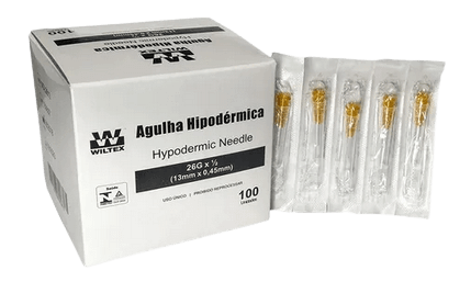 Agulha Hipodérmica Descartável 13x0,45mm Wiltex Cx c/100 Und 1 Agulha Hipodérmica Descartável 13x0,45mm Wiltex Cx c/100 Und