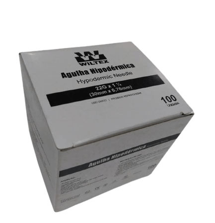 Agulha Hipodérmica Descartável 30x0,70mm Wiltex Cx c/100 Und