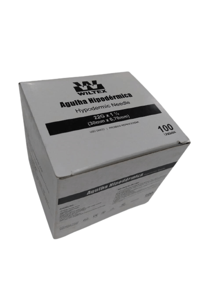 Agulha Hipodérmica Descartável 30x0,70mm Wiltex Cx c/100 Und 1 Agulha Hipodérmica Descartável 30x0,70mm Wiltex Cx c/100 Und