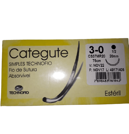 Categute 3-0 Fio de Sutura Absorvível Technofio