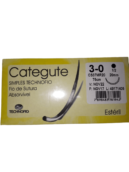 Categute 3-0 Fio de Sutura Absorvível Technofio 1 Categute 3-0 Fio de Sutura Absorvível Technofio