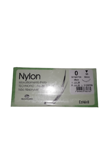 Fio de Sutura Não Absorvível Nylon 0 Technofio 1 Fio de Sutura Não Absorvível Nylon 0 Technofio
