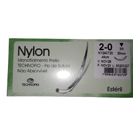 Fio de Sutura Não Absorvível Nylon 2-0 Technofio