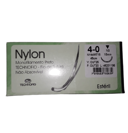 Fio de Sutura Não Absorvível Nylon 4-0 Technofio