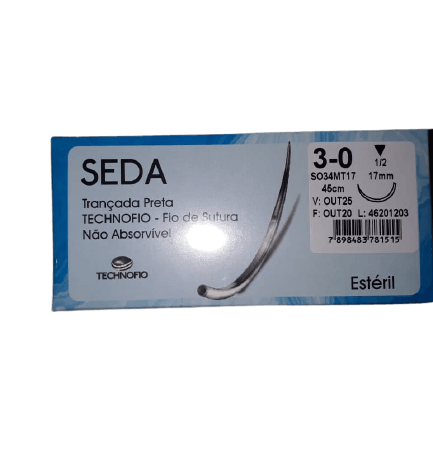 Fio de Sutura Não Absorvível Seda 3-0 Technofio