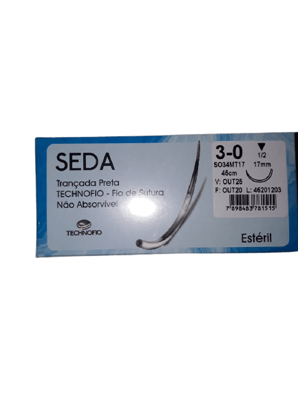 Fio de Sutura Não Absorvível Seda 3-0 Technofio 1 Fio de Sutura Não Absorvível Seda 3-0 Technofio