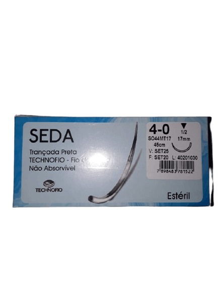 Fio de Sutura Não Absorvível Seda 4-0 Technofio 1 Fio de Sutura Não Absorvível Seda 4-0 Technofio