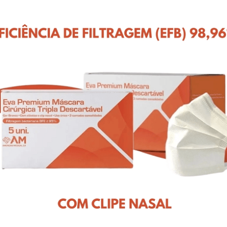 Máscara com Elástico Descartável Tripla EVA Premium Caixa c/ 50 Und